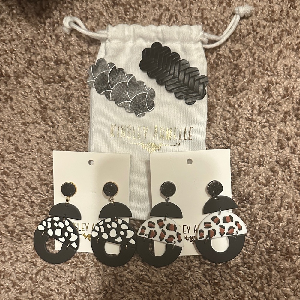 Kinsley Armelle Black and Leopard Earrings Set